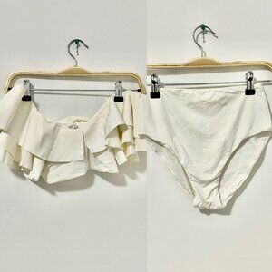 Maygel Coronel Two Piece White Ruffle Bathing Suit One Size